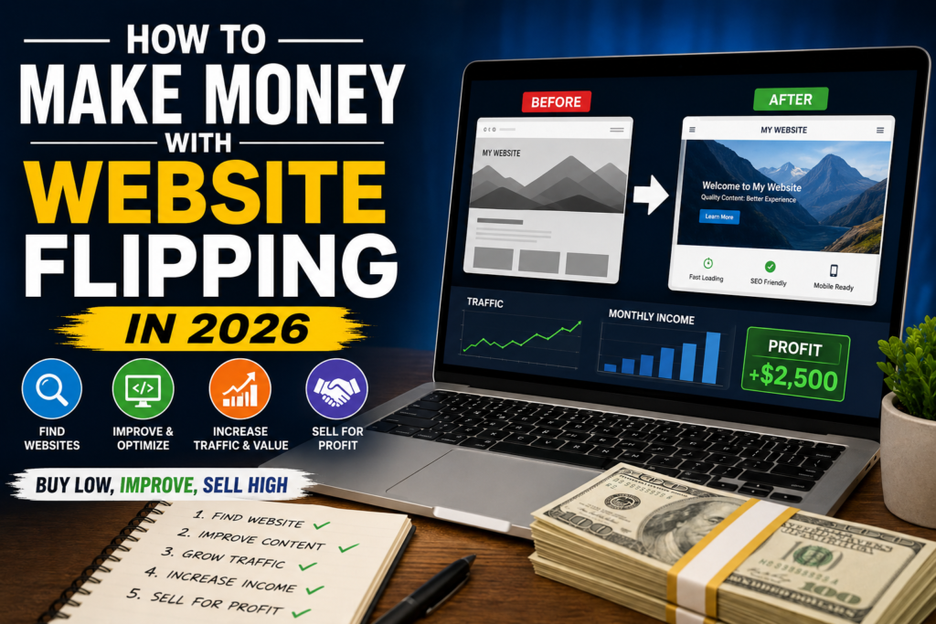 How to Make Money with Website Flipping in 2026 – Buy, Improve, and Sell Websites for Profit